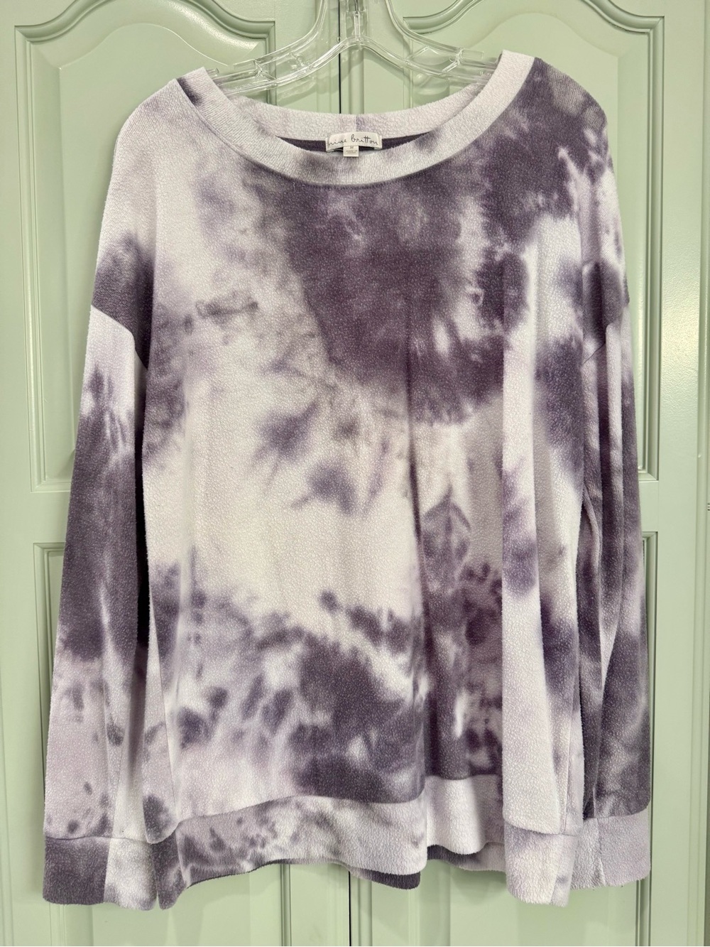 nine britton Lavender and Gray Tie-Dye Long Sleeve Top